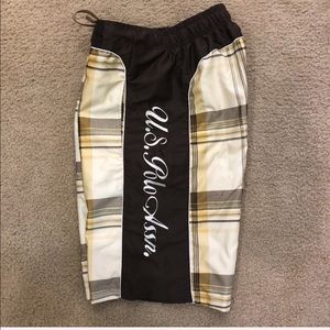 MENS U.S. Polo Assn. Plaid Swimming Trunk Baggies